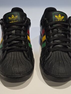 adidas Superstar Rasta Men's Black Red Yellow Green Leather Sneakers BB4R04HW00…
